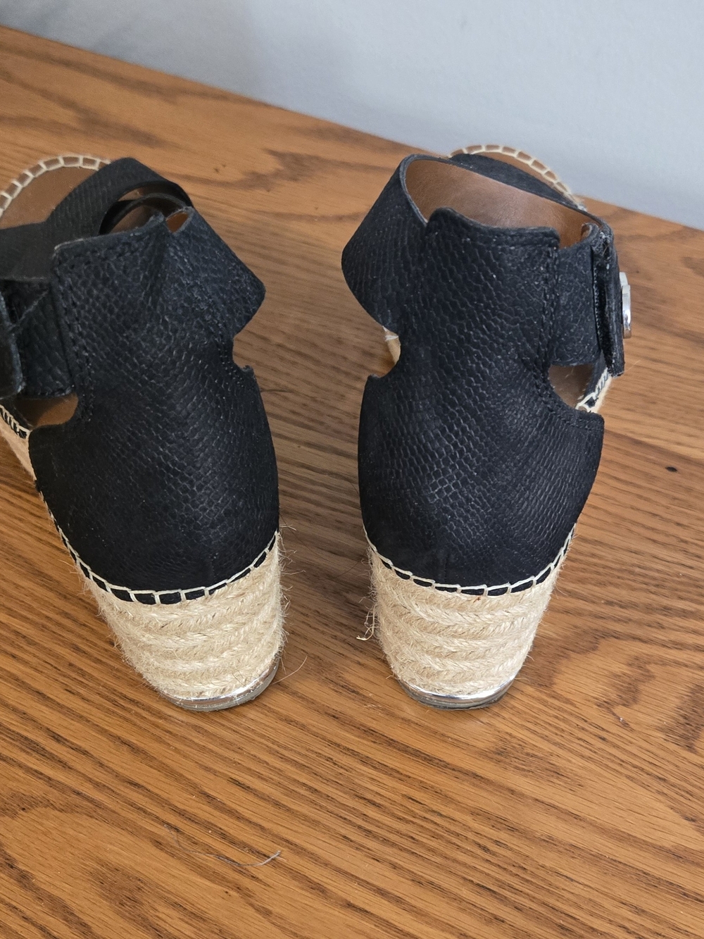 Franco Sarto Black Crisscross Espadrille Wedge Sandals - Size 10 - Picture 4 of 9